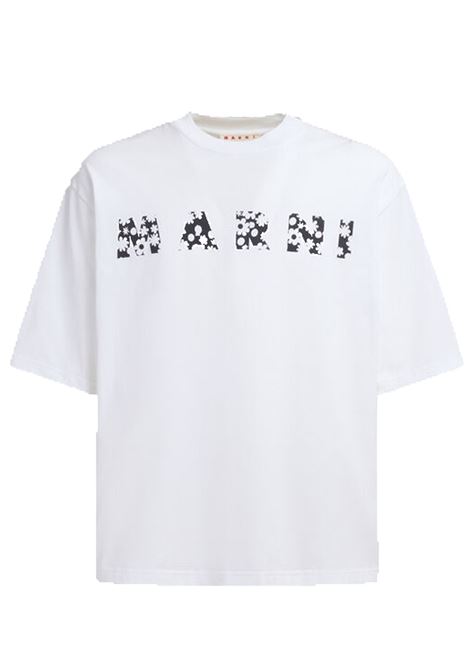 floral logo t-shirt man white MARNI | HUMU0223IP USCX50FLW01